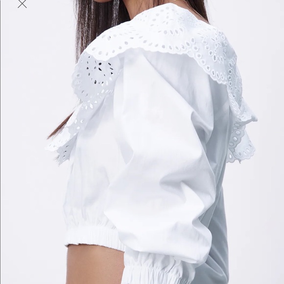 New ZARA embroidered eyelet poplin top -Size M - Picture 3 of 4